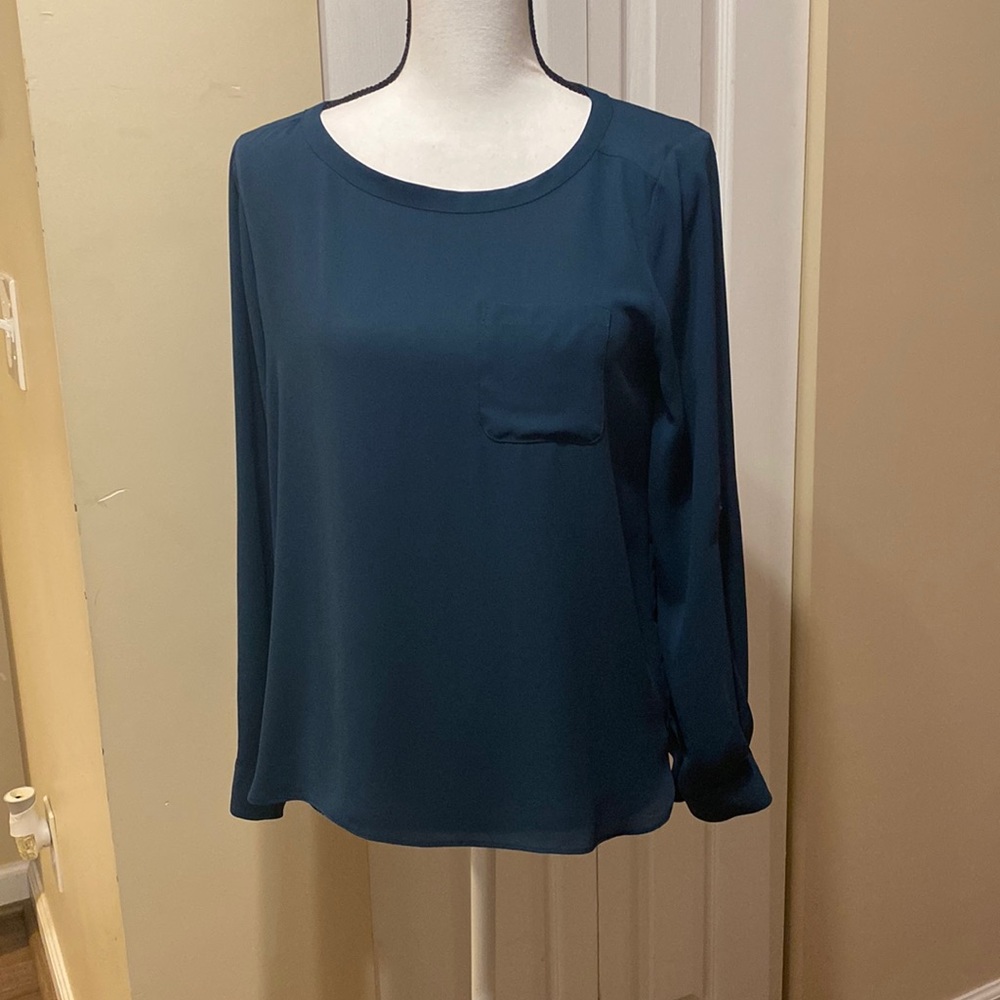 ❤️Loft blouse 3/4 or long sleeve beautiful teal color - SP. EXCELLENT co…